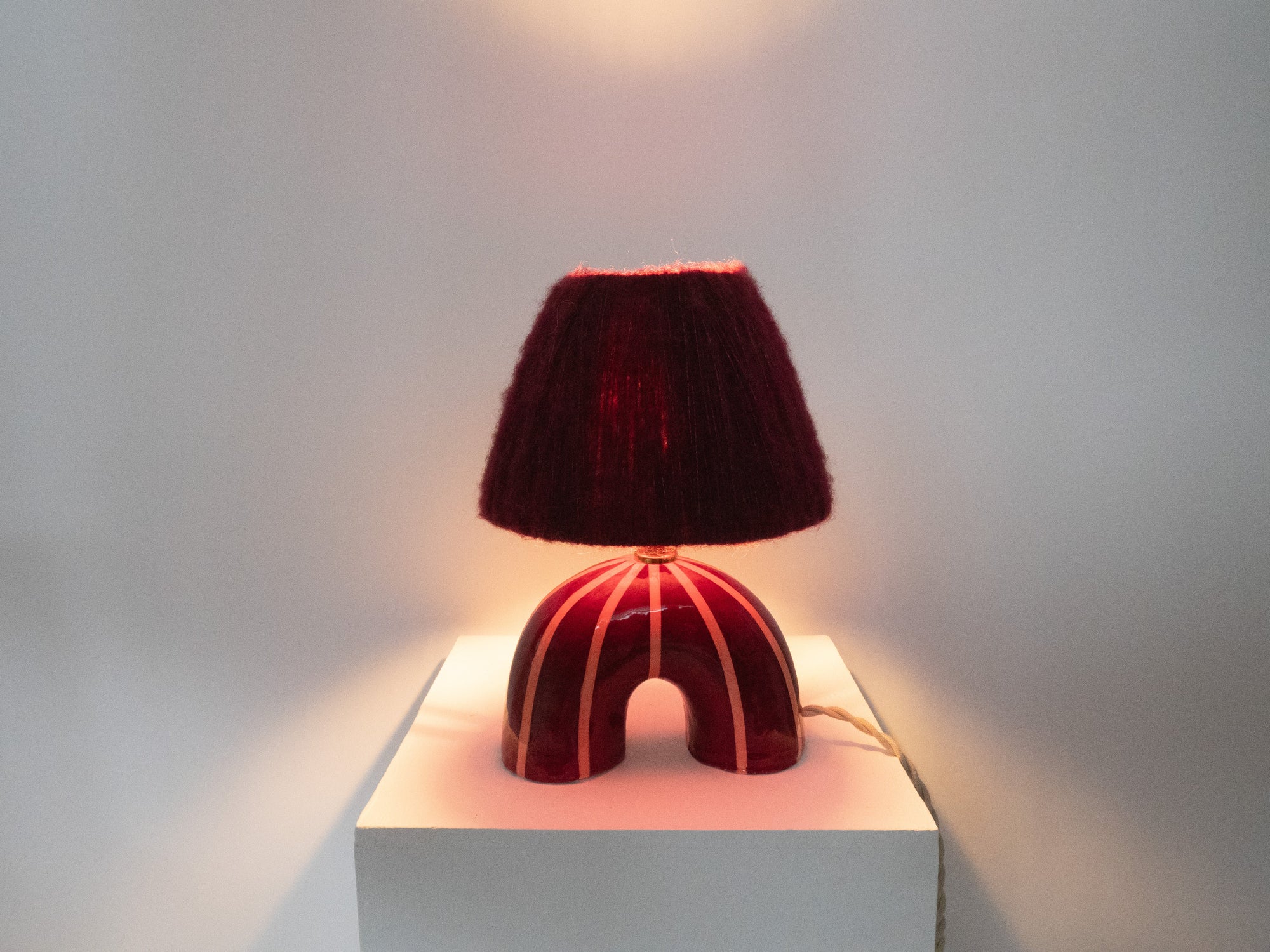 'Me' Table Lamp - Maroon Stripes