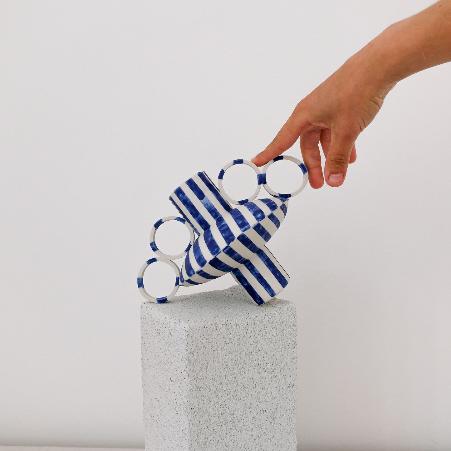 Small Zebrino - Dark Blue Matte - Porcelain Vase