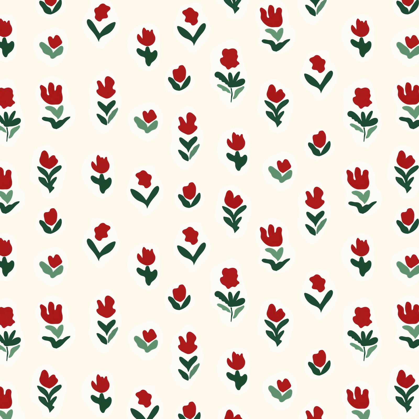 Little Wild Tulips Wallpaper - Red