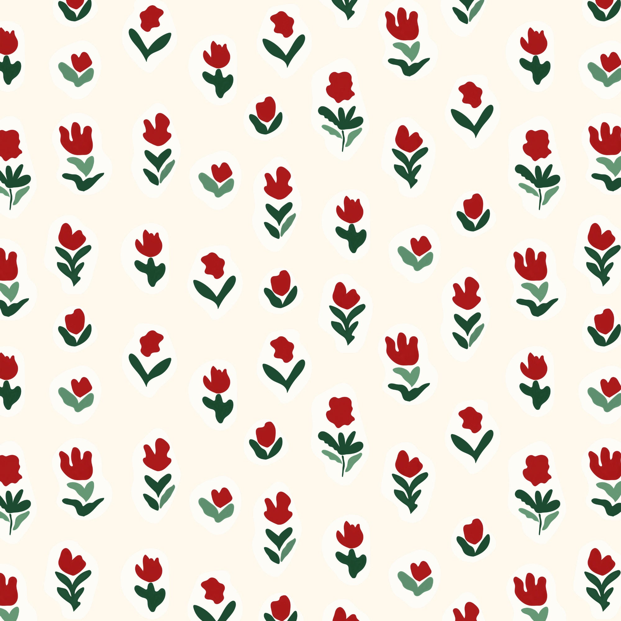 Little Wild Tulips Wallpaper - Red