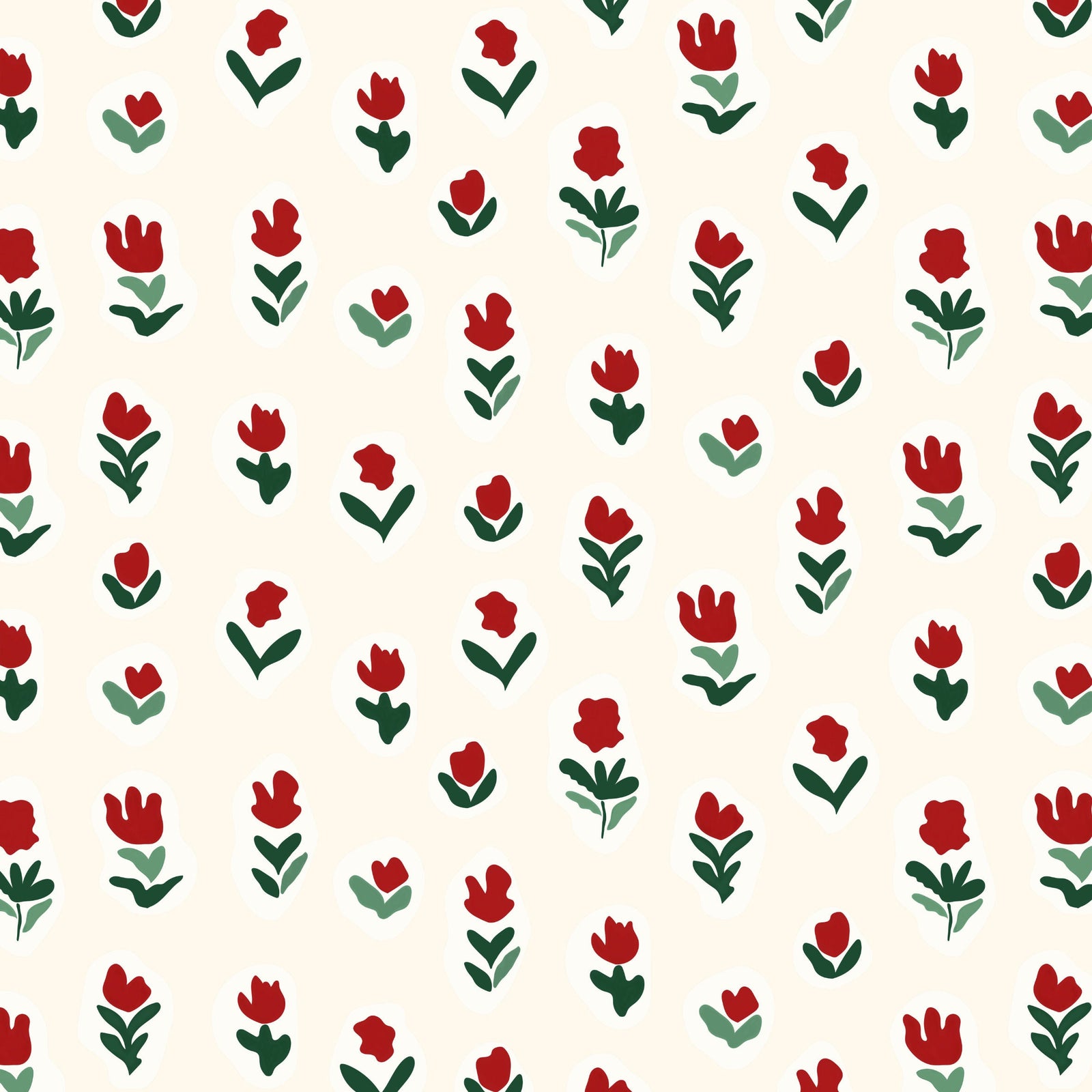 Little Wild Tulips Wallpaper - Red