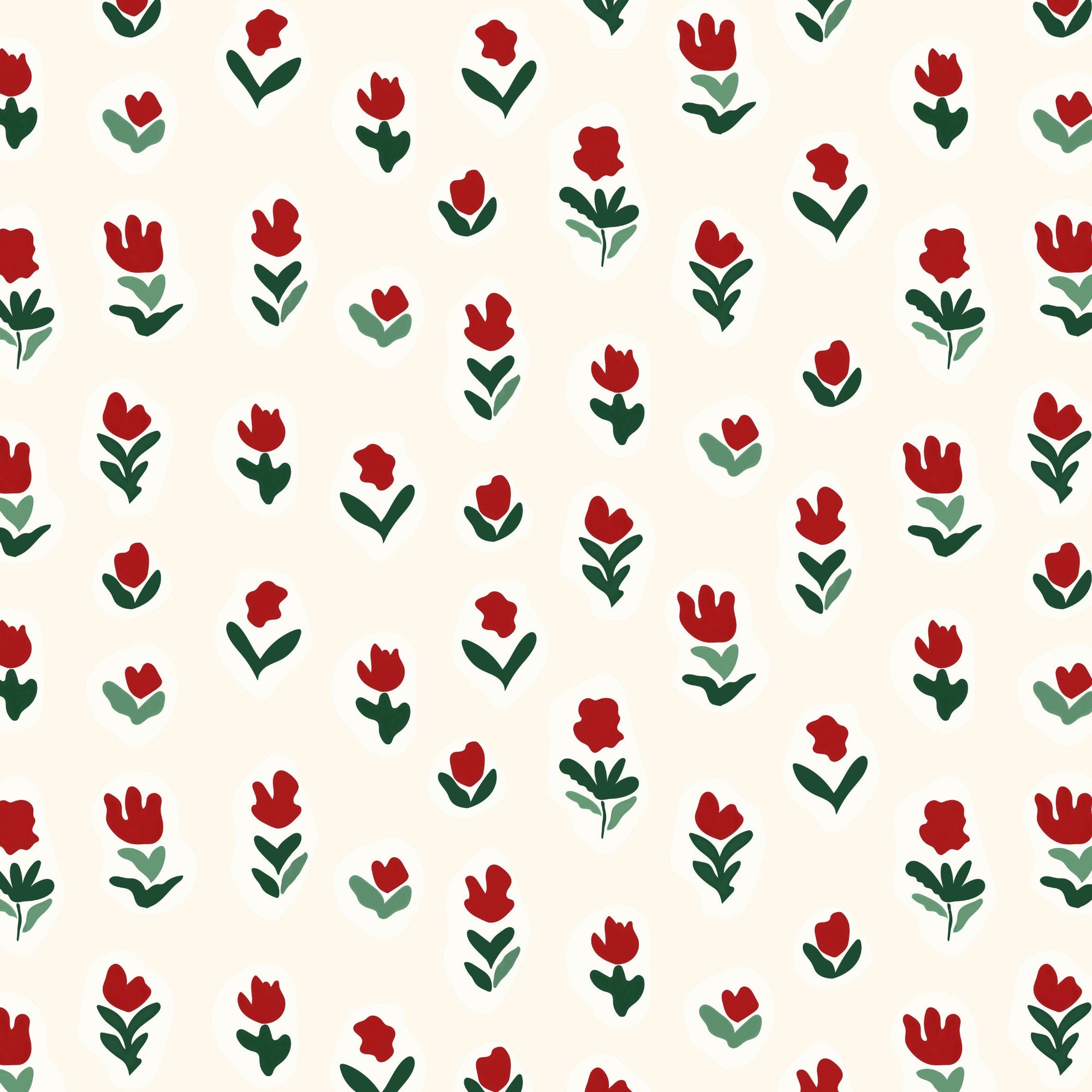 Little Wild Tulips Wallpaper - Red