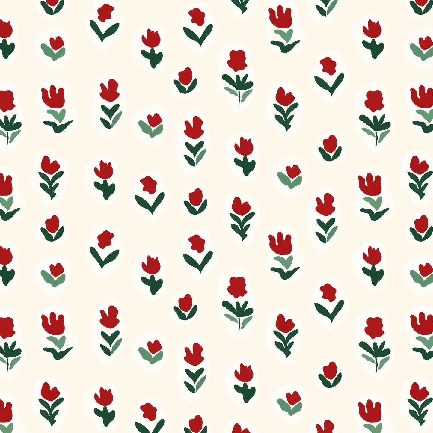 Little Wild Tulips Wallpaper - Red
