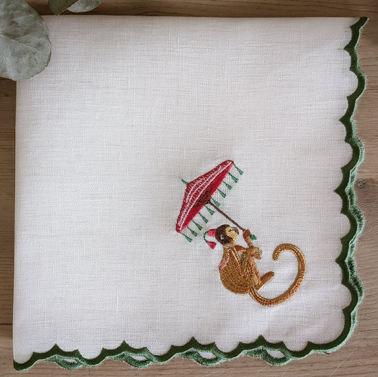 Monkeys - Embroidered Table Napkins (set of 6)