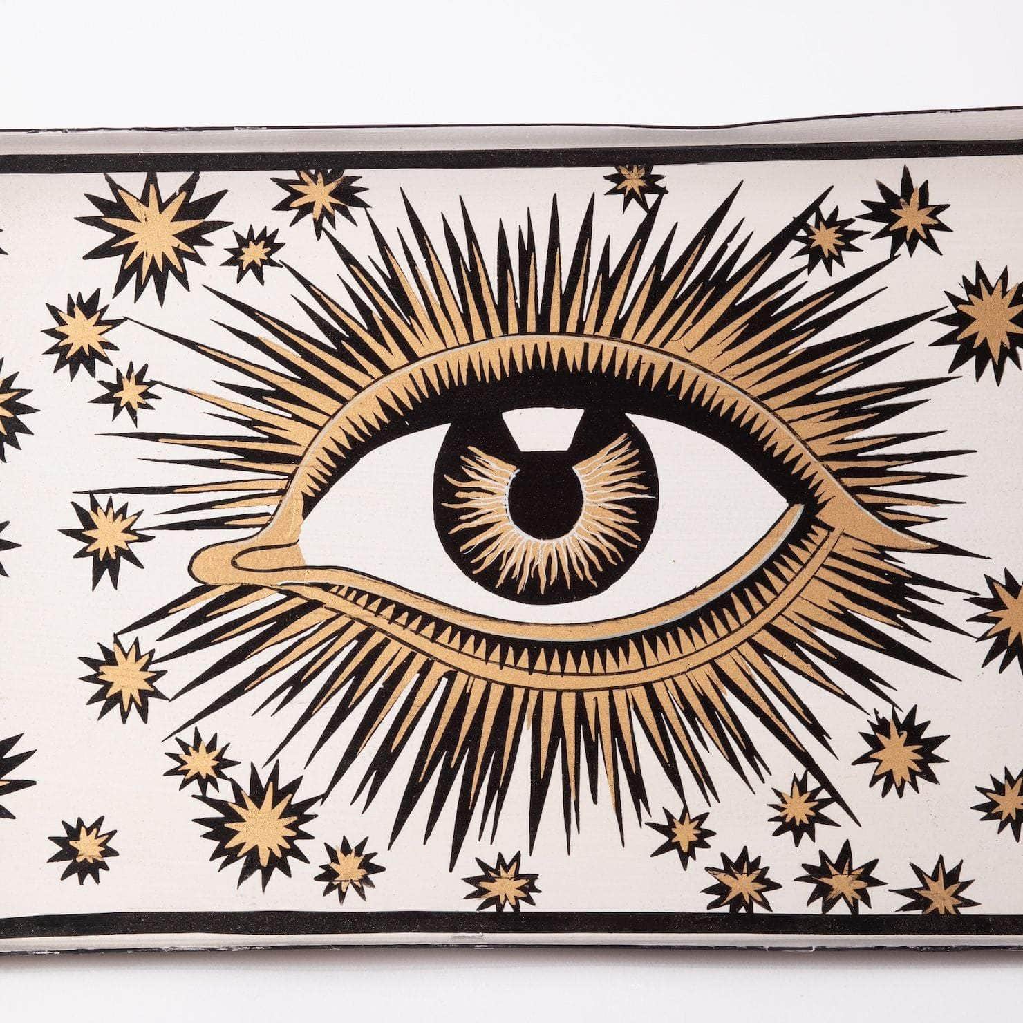 Hand-Painted Eye Iron Tray - White/Gold