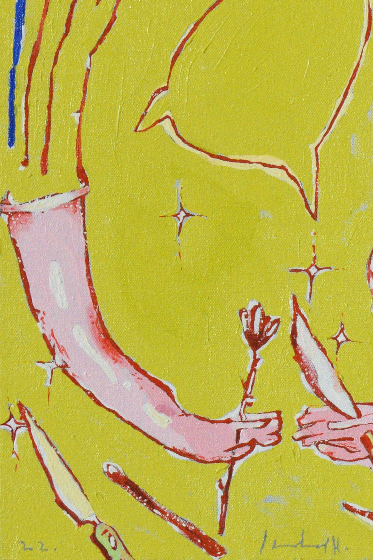 A Green Moth Came to Tea Original Painting