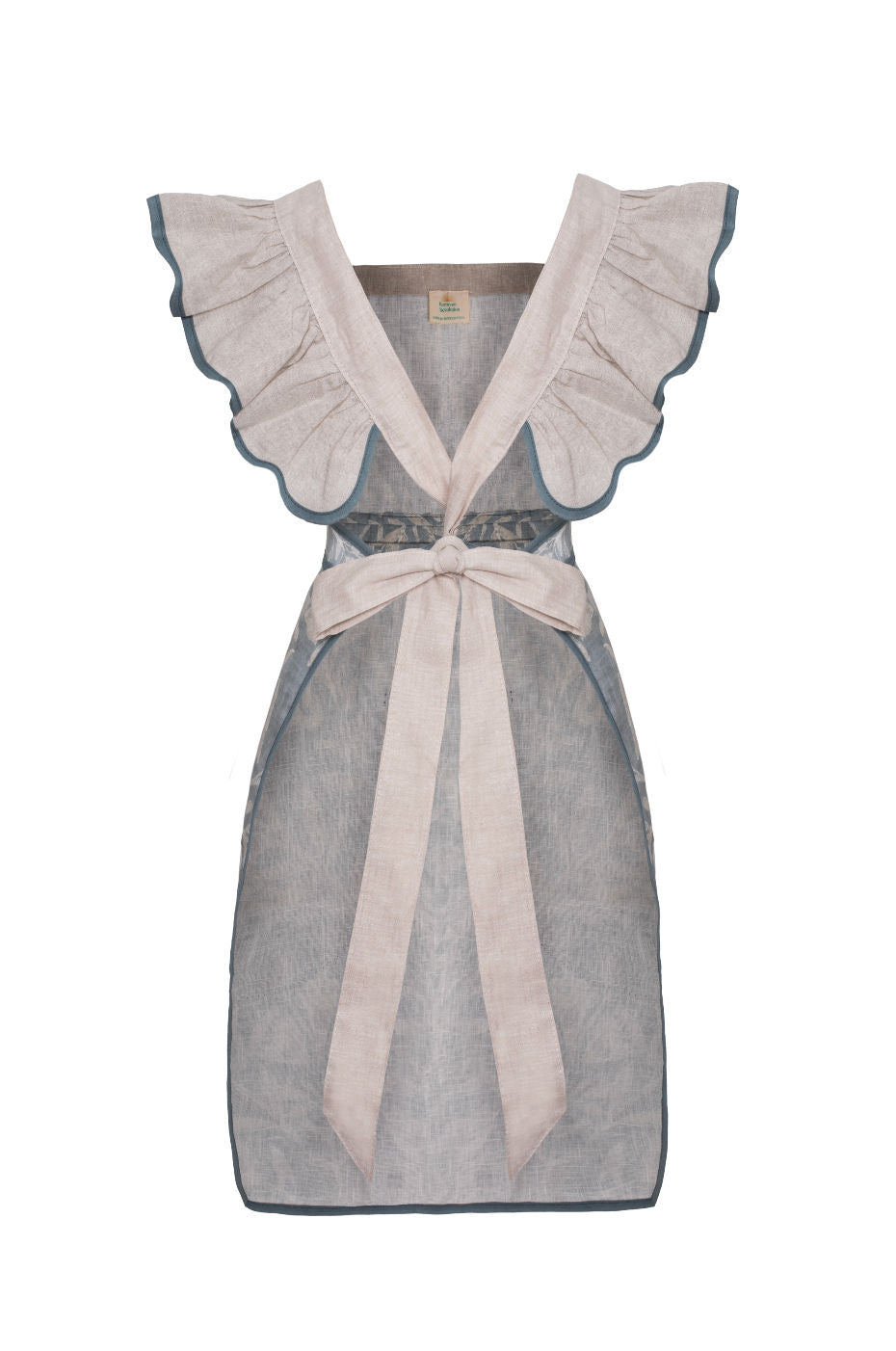 Full Frill Apron in Blue Lewis & Wood Linen