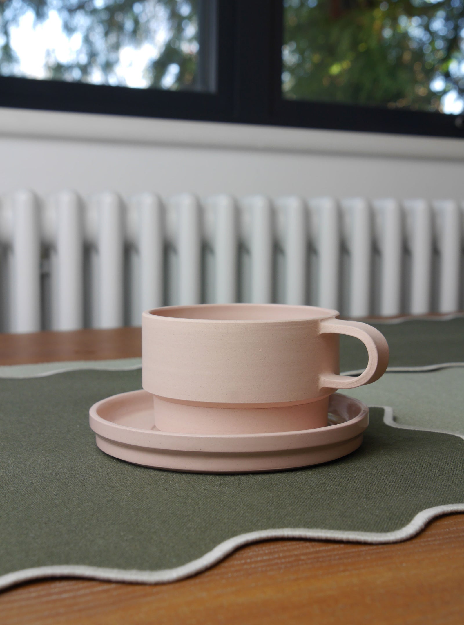 Angular Mug and Saucer Coffee Set, Blush