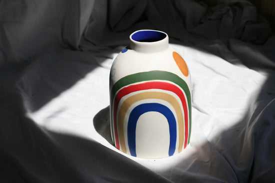 Porcelain Beehive Vase in Brushstroke