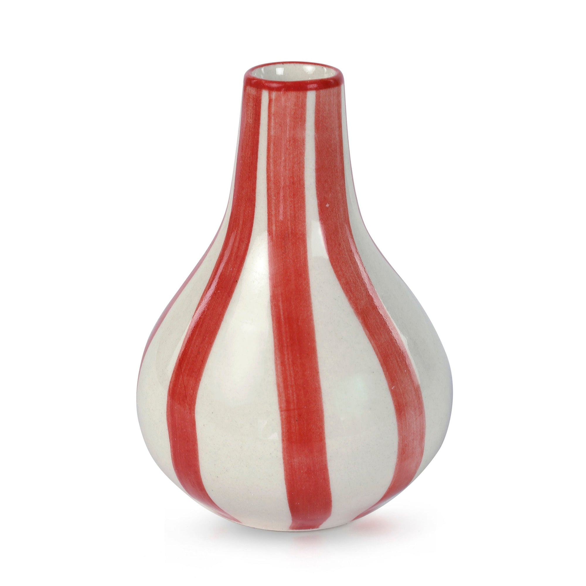 Ceramic Stripe Bud Vase, Red (SET OF 2)