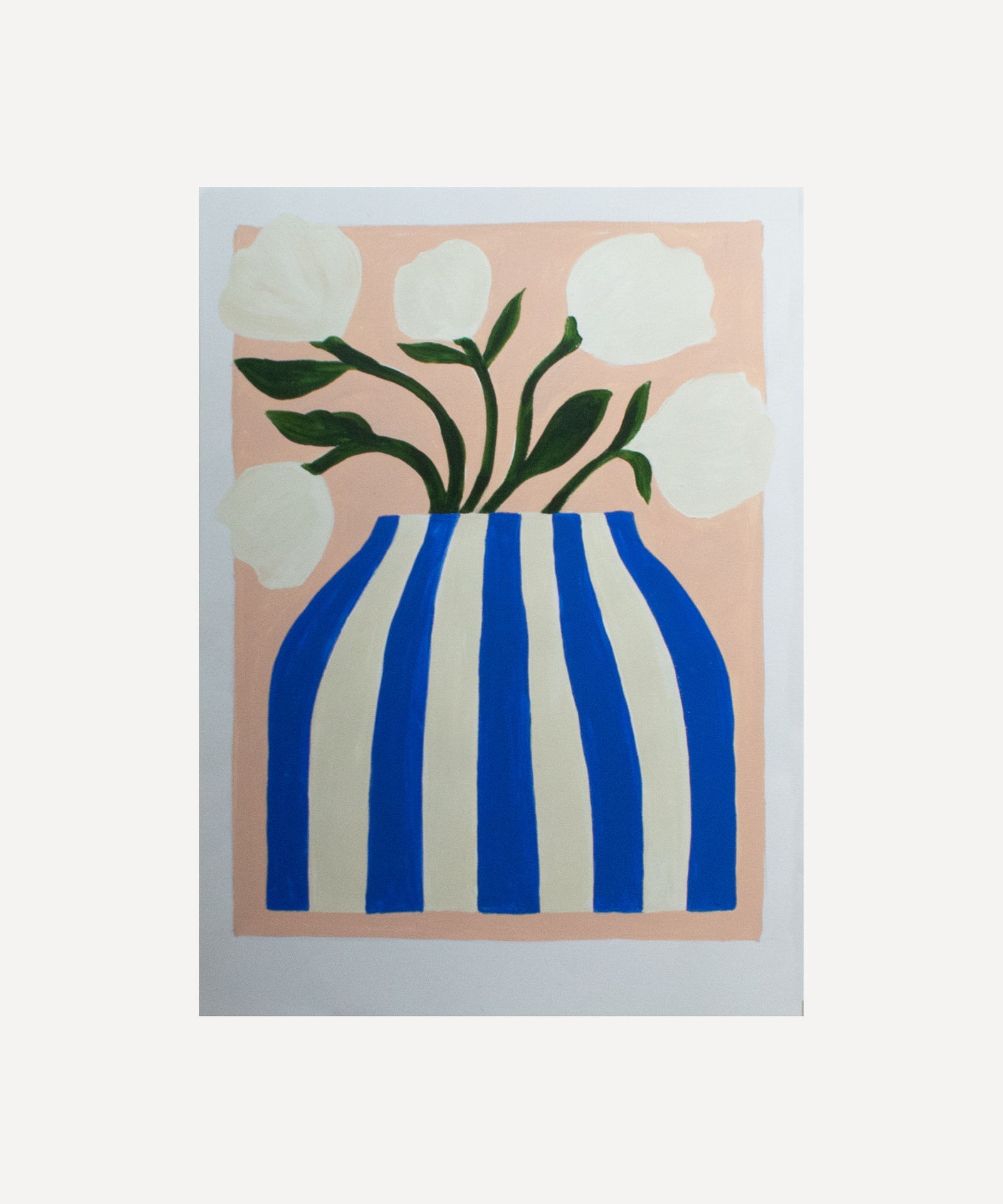 Big Blue Stripe vase- Original painting