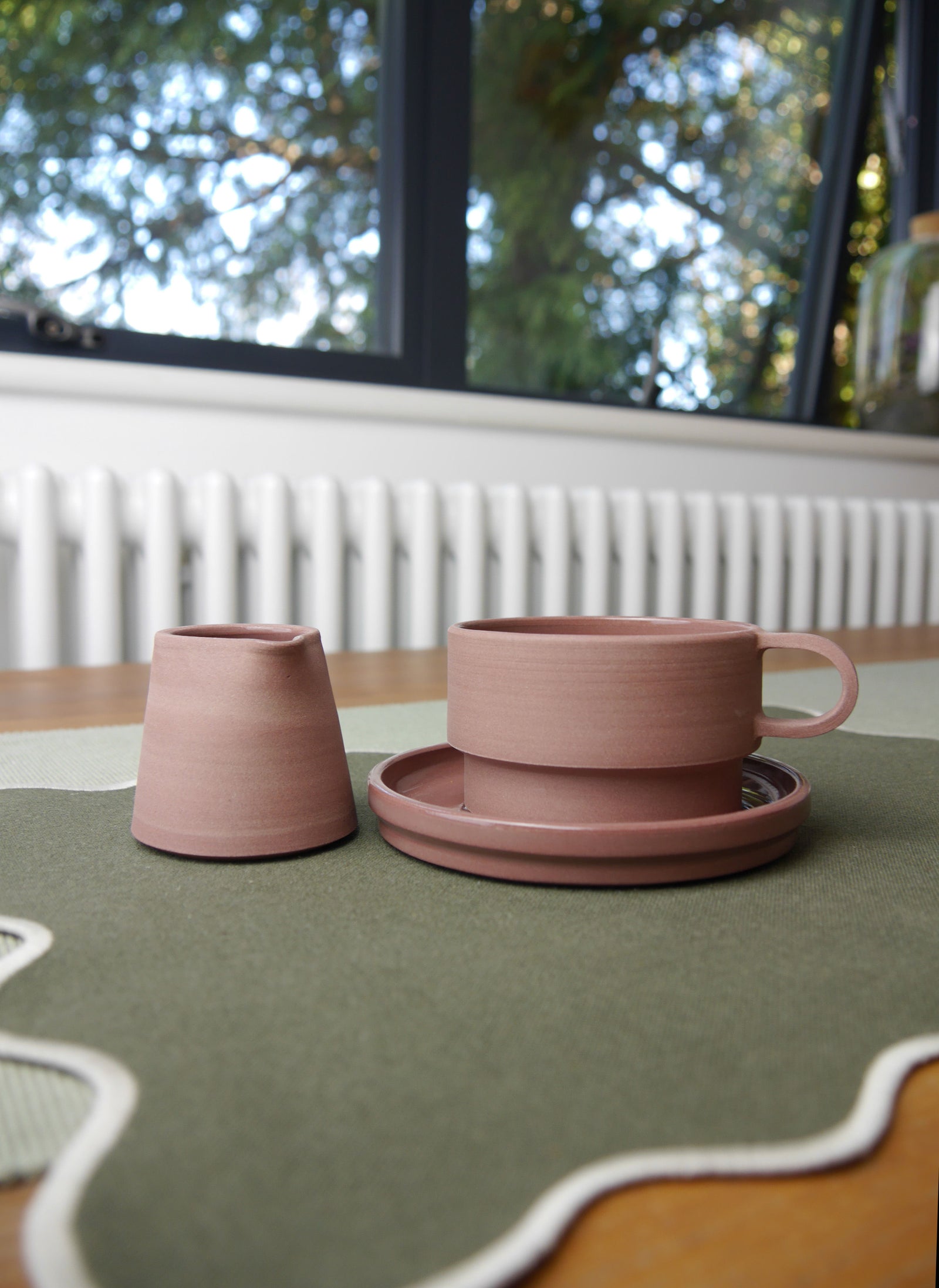 Angular Mug and Saucer Coffee Set, Damson