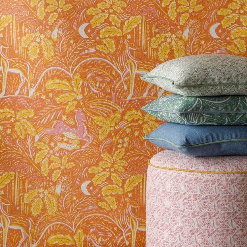 Staffordshire Fabric in Straw Yellow and Pink