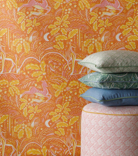 Staffordshire Fabric in Straw Yellow and Pink