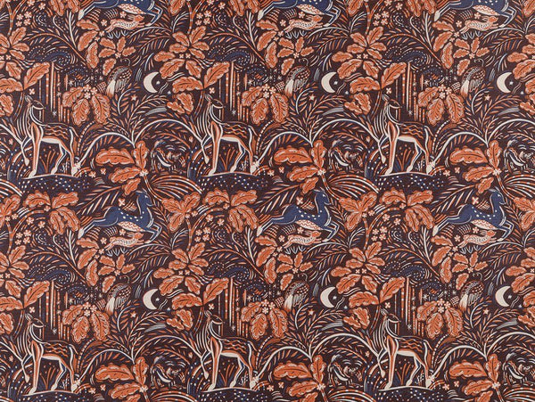 Staffordshire Fabric in Deep Navy and Rust