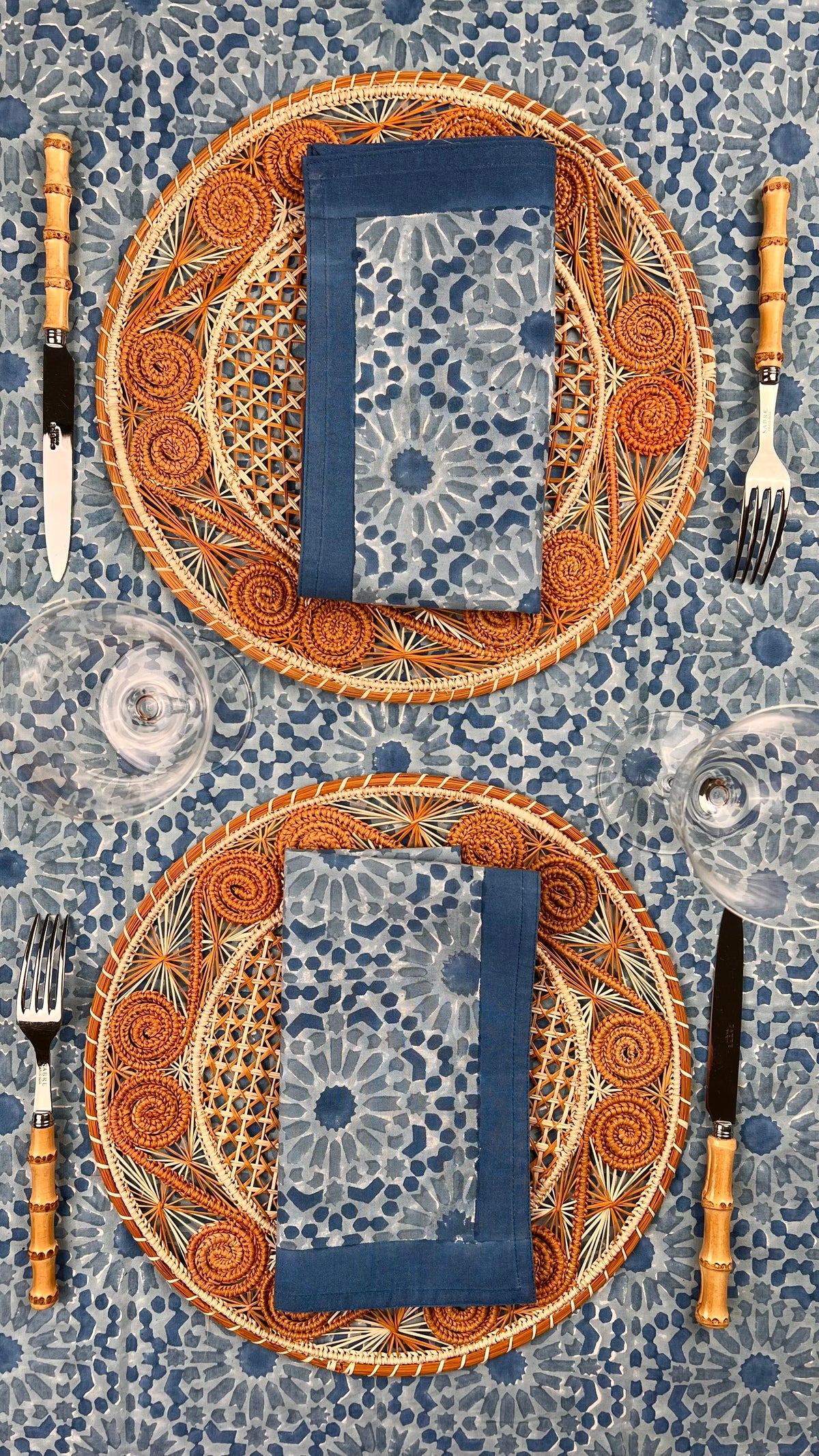 ‘The Kaleidoscope’ Napkin Set of 4 - Light Indigo