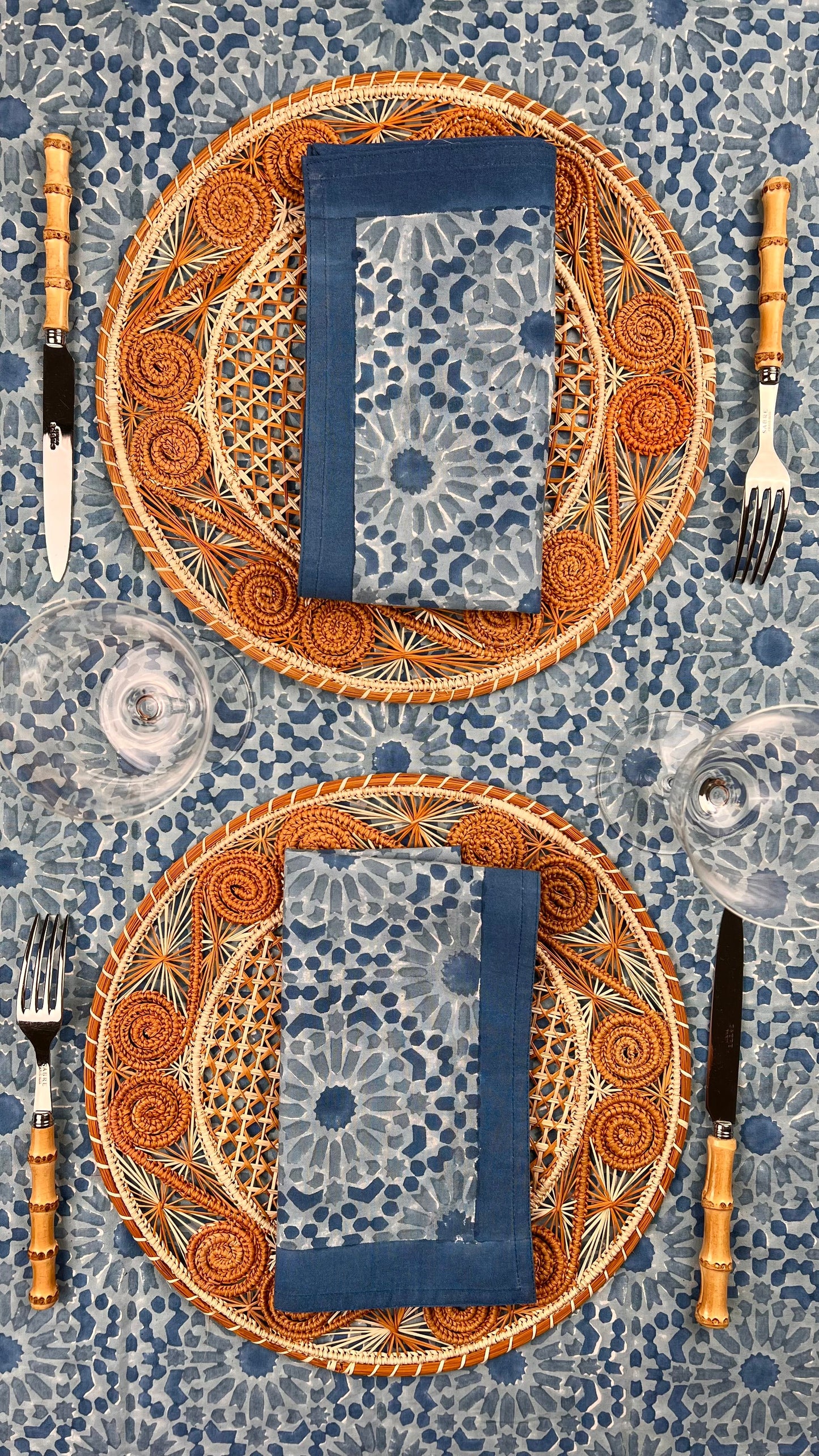 ‘The Kaleidoscope’ Napkin Set of 4 - Light Indigo