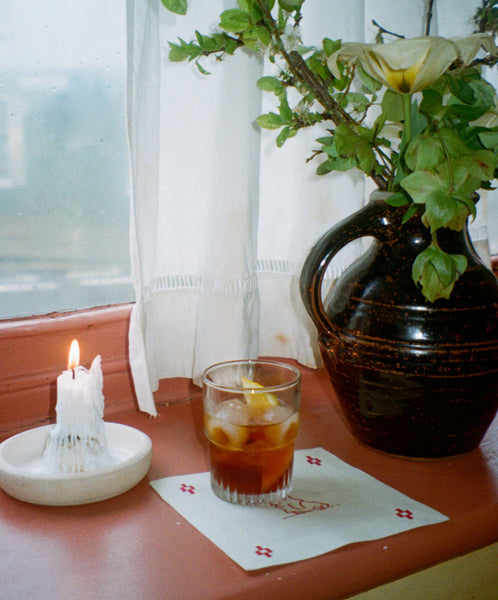 The Redwork Re-Work Cocktail Napkins in Red- Set of 4