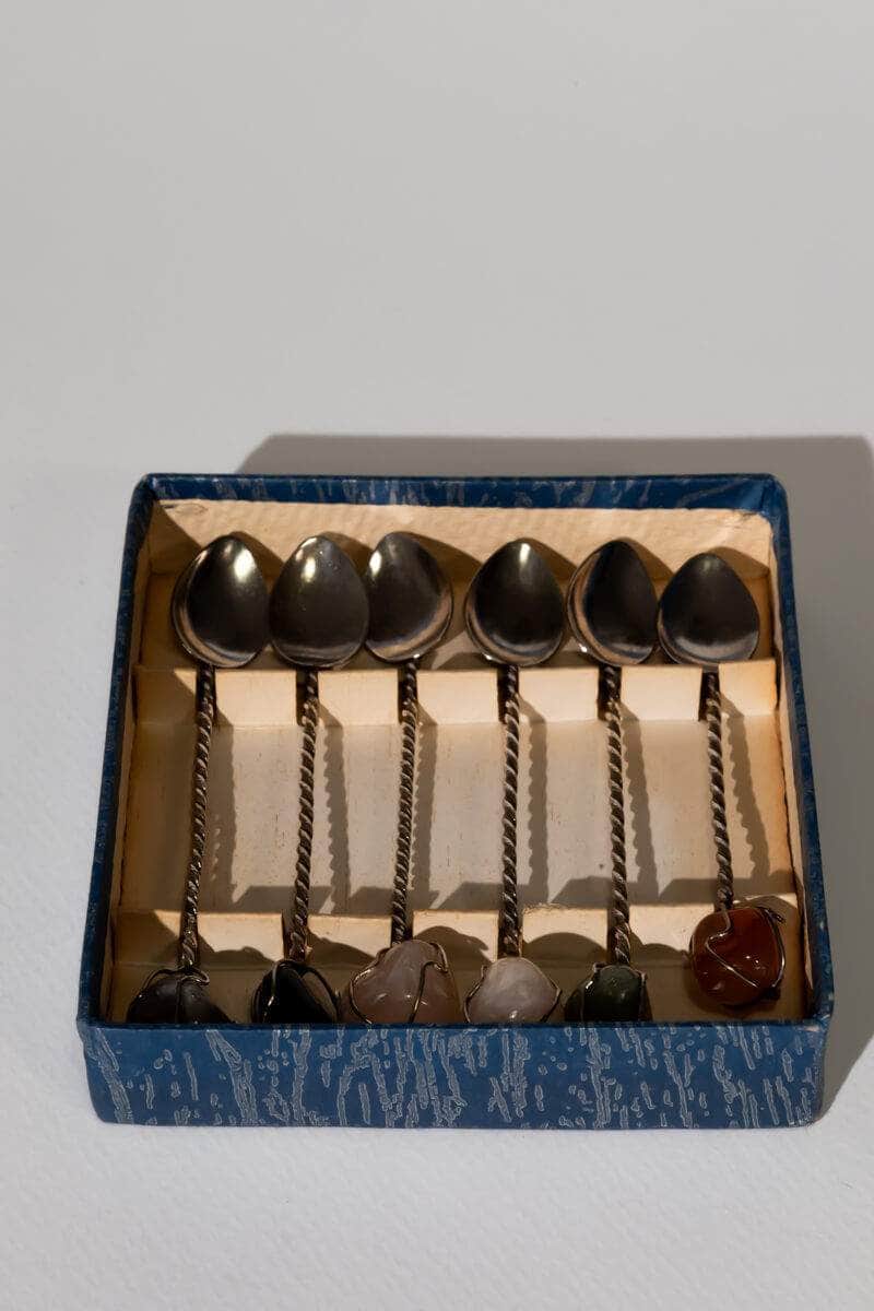 Demitasse Spoon Set with Stones