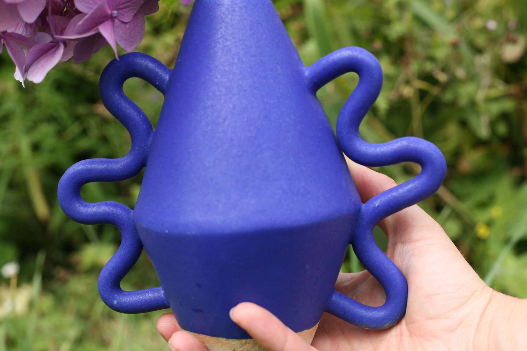 Blue Diamond Vase with Wiggle Handles