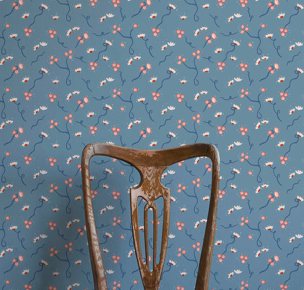 Olivia Wallpaper - Porcelain Blue