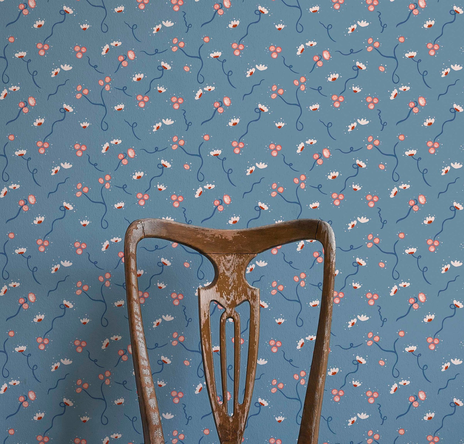 Olivia Wallpaper - Porcelain Blue