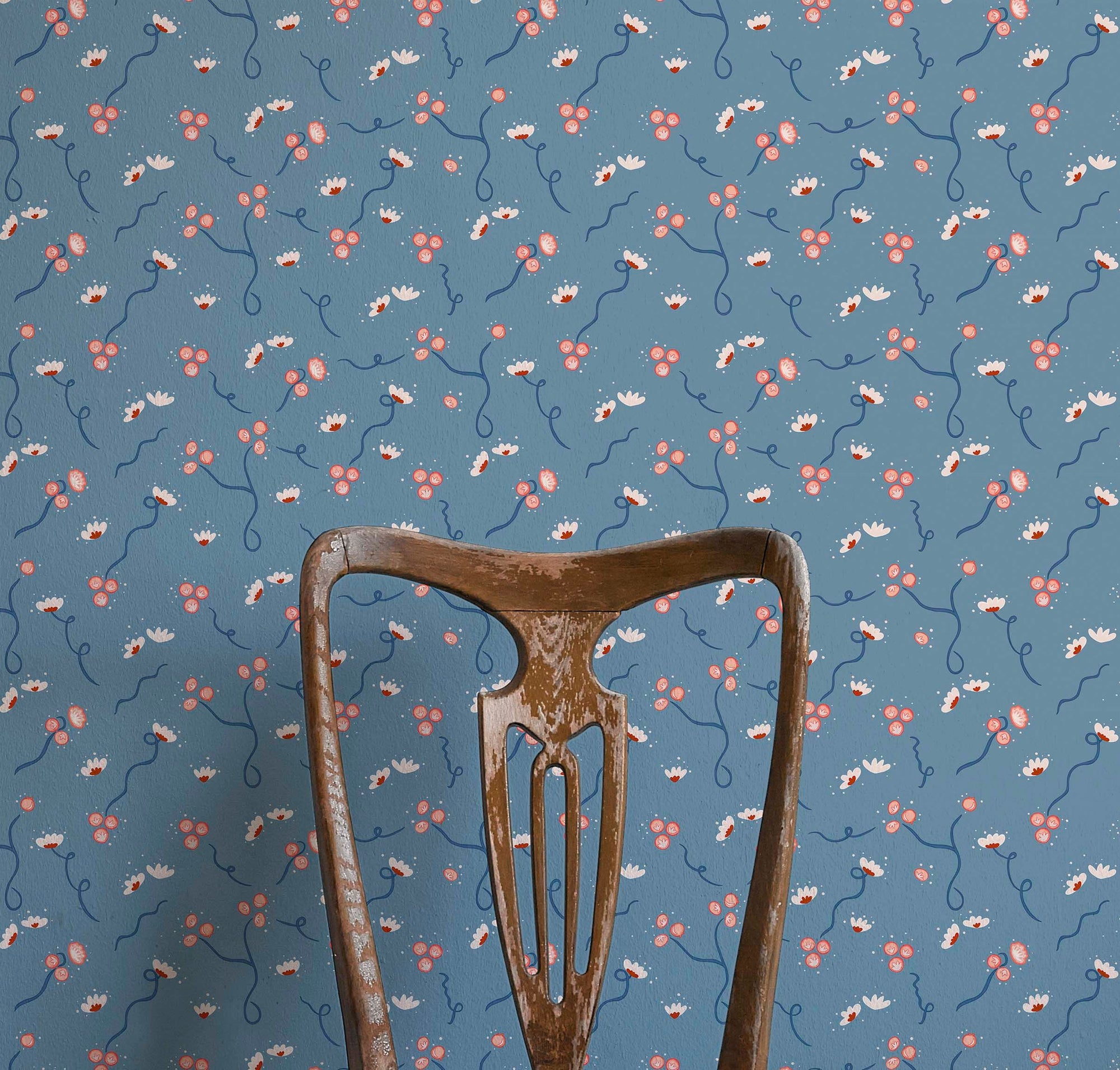 Olivia Wallpaper - Porcelain Blue