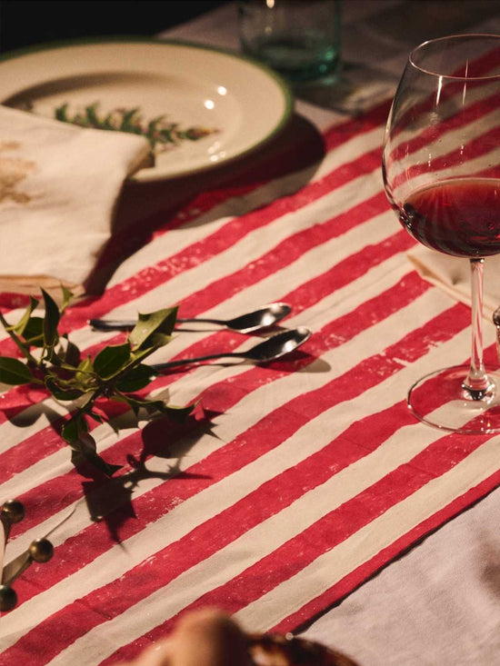 Christmas Red Stripe Tablecloth