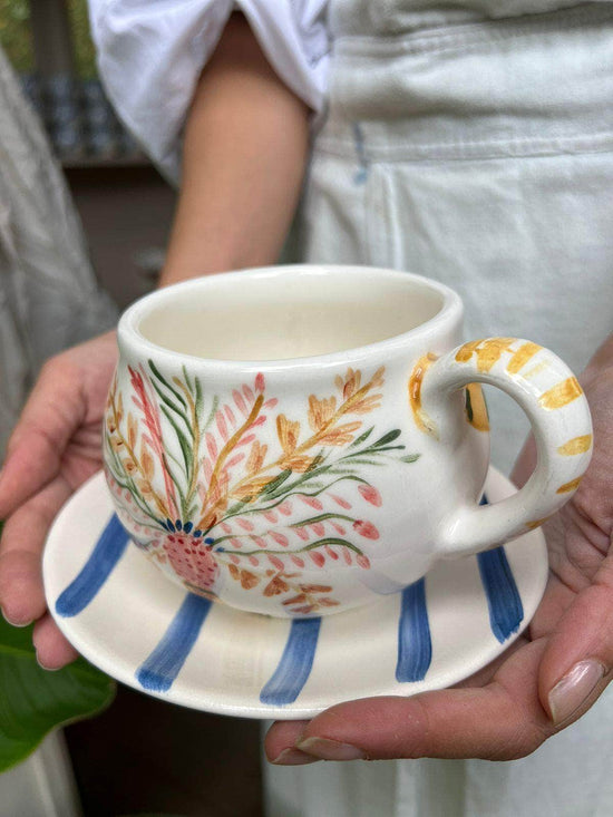 Mug + Red Stripe Plate