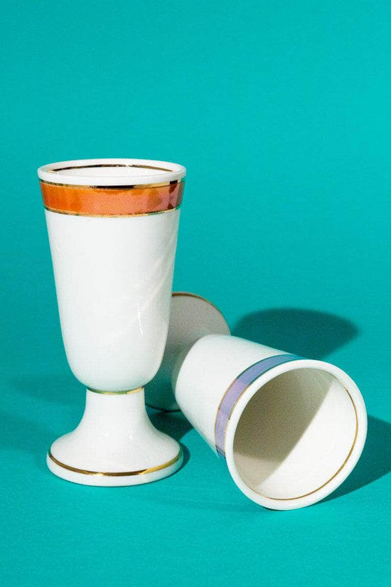 Vintage French Porcelain Coffee Cups Pair