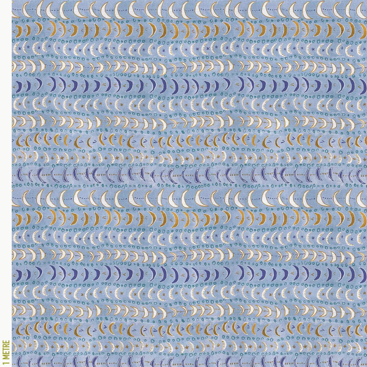 Printed Mini Moons Fabric - Blue