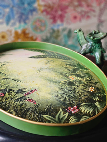 Flora Hand-Painted Iron Tray - Tropical Forest