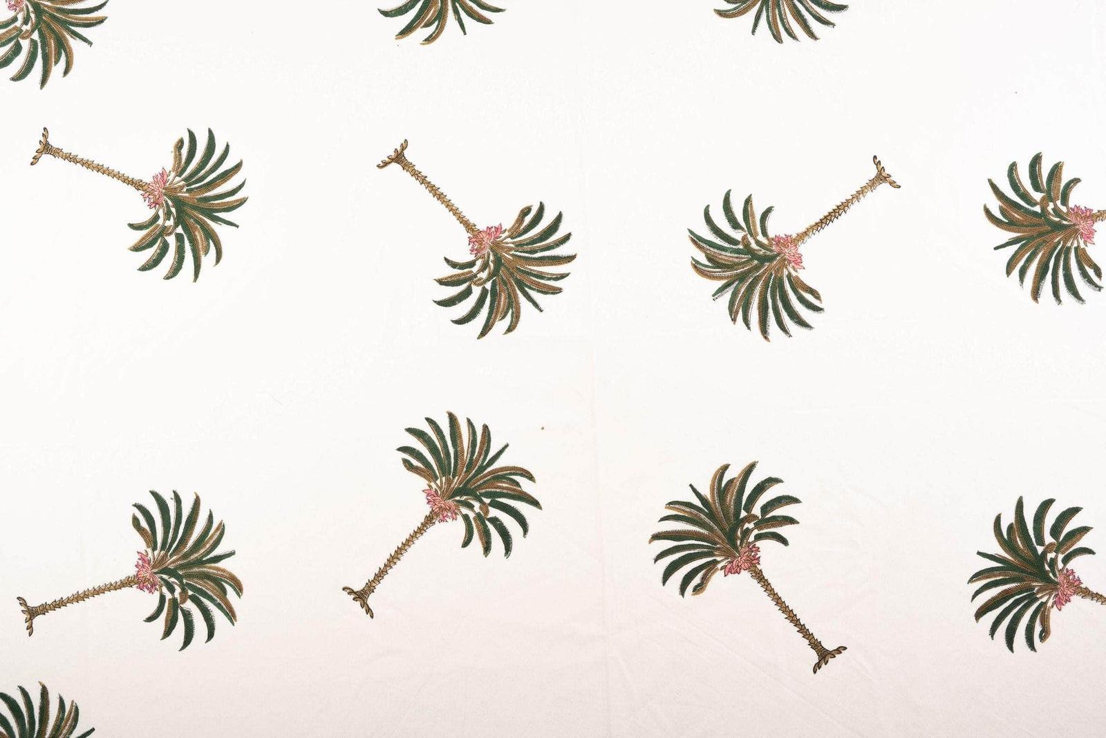 Hand-Printed Palm Cotton Tablecloth
