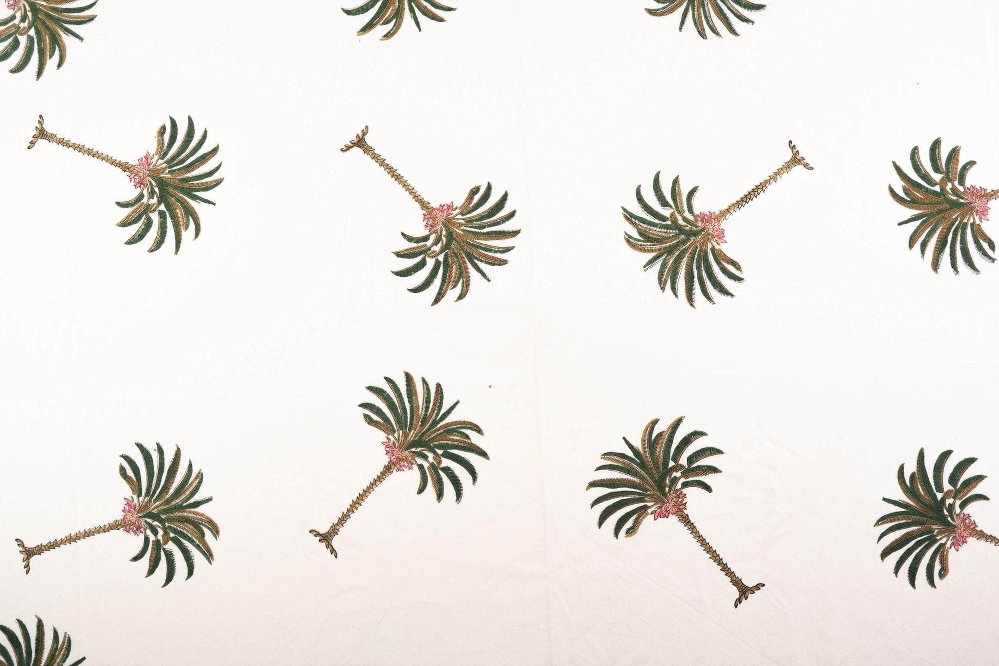 Hand-Printed Palm Cotton Tablecloth
