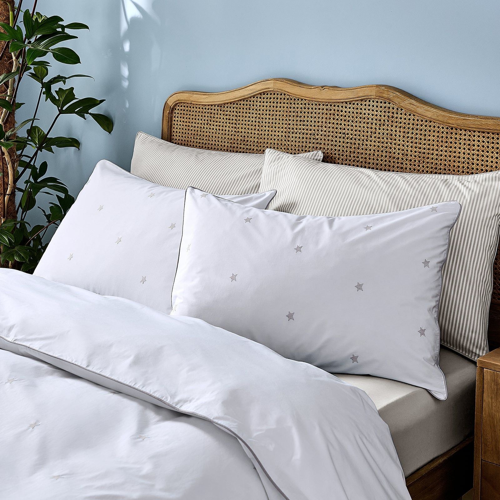 Luxury Organic Pebble Grey Amongst The Stars Pillowcases