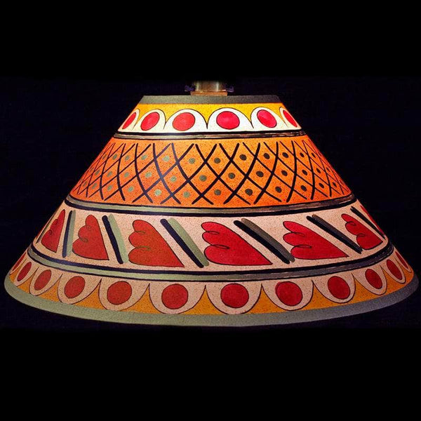 Cross-Hatch Hand Painted 14" Lampshade in Yellow Gold