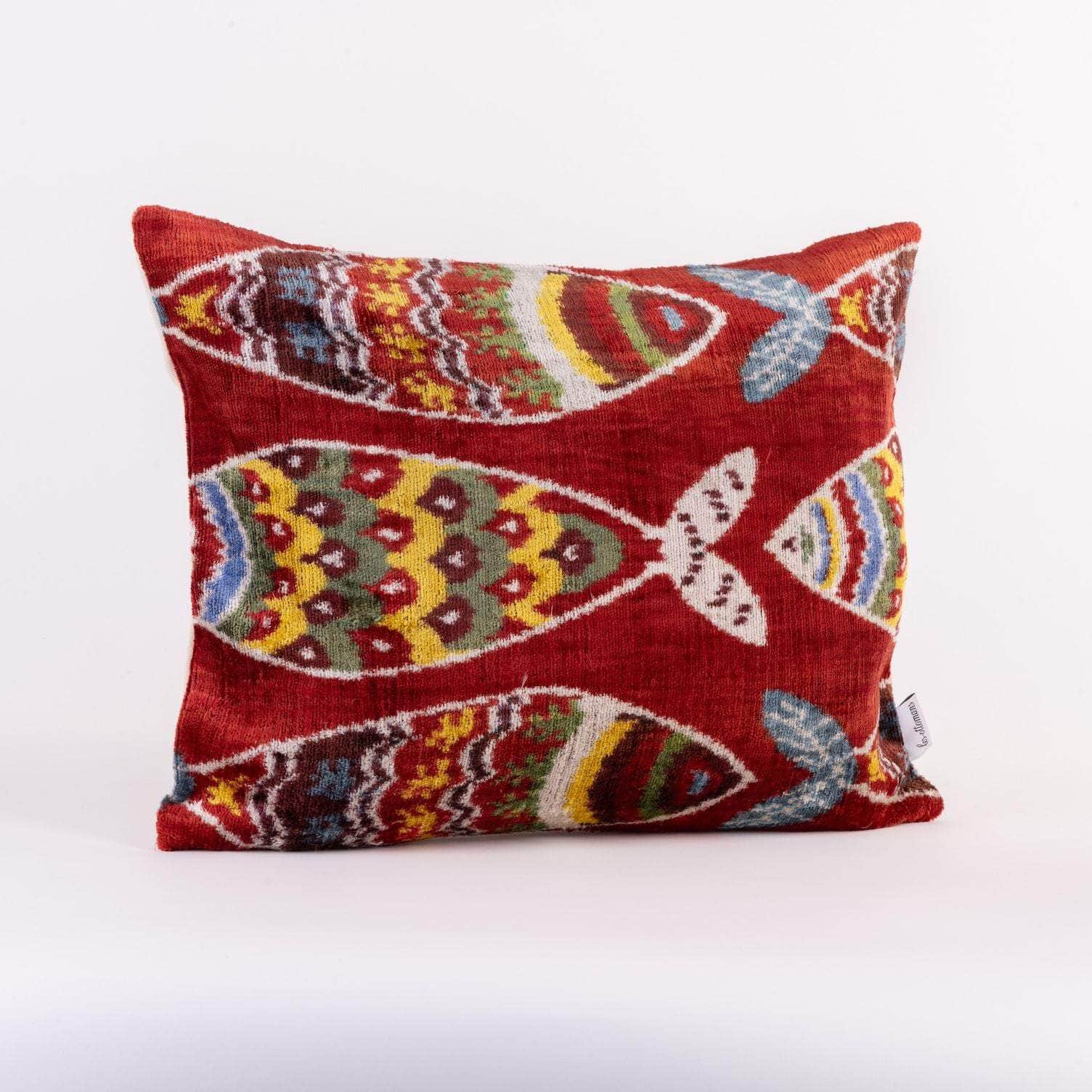 Silk Velvet Ikat Cushion - Coastal