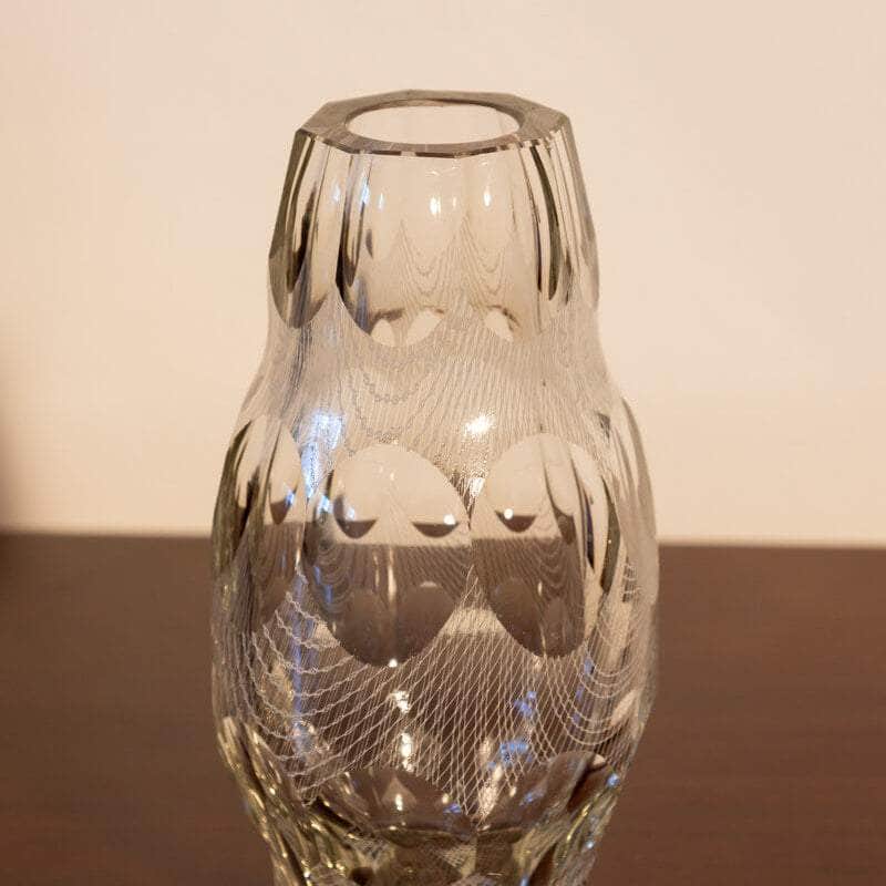 Rare Czech Lattice Glass Vase, Harrachov Glassworks