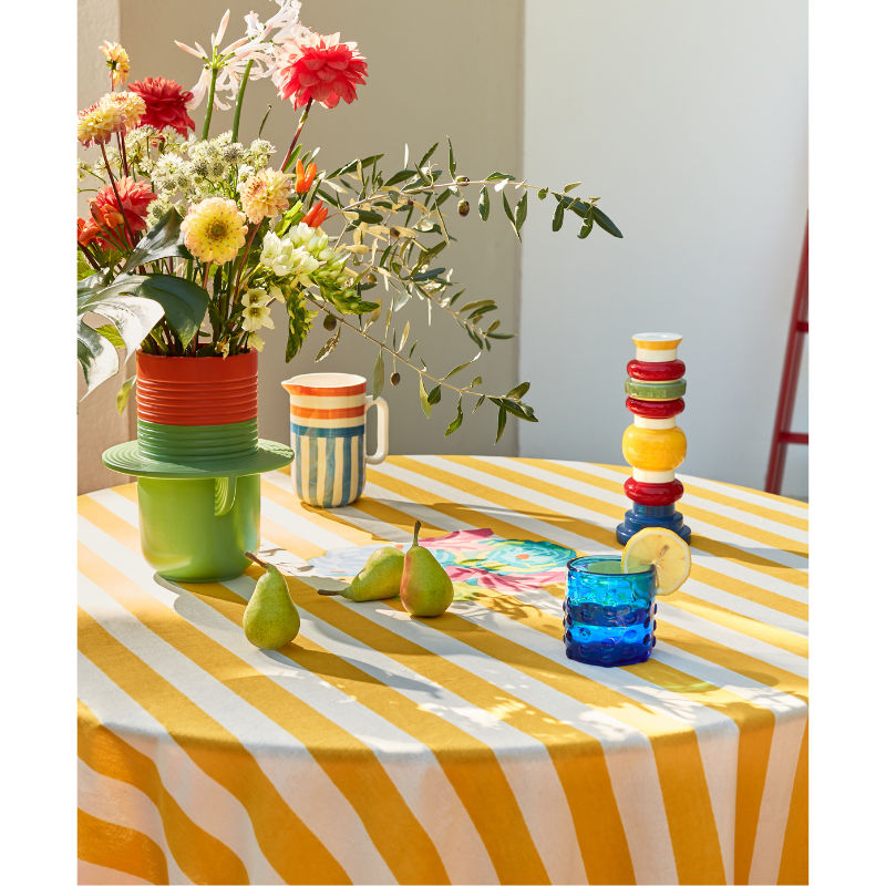 Cotton Cloth 180x270cm La Veste X Lisa Corti Nizam Stripes Sun Yellow Natural