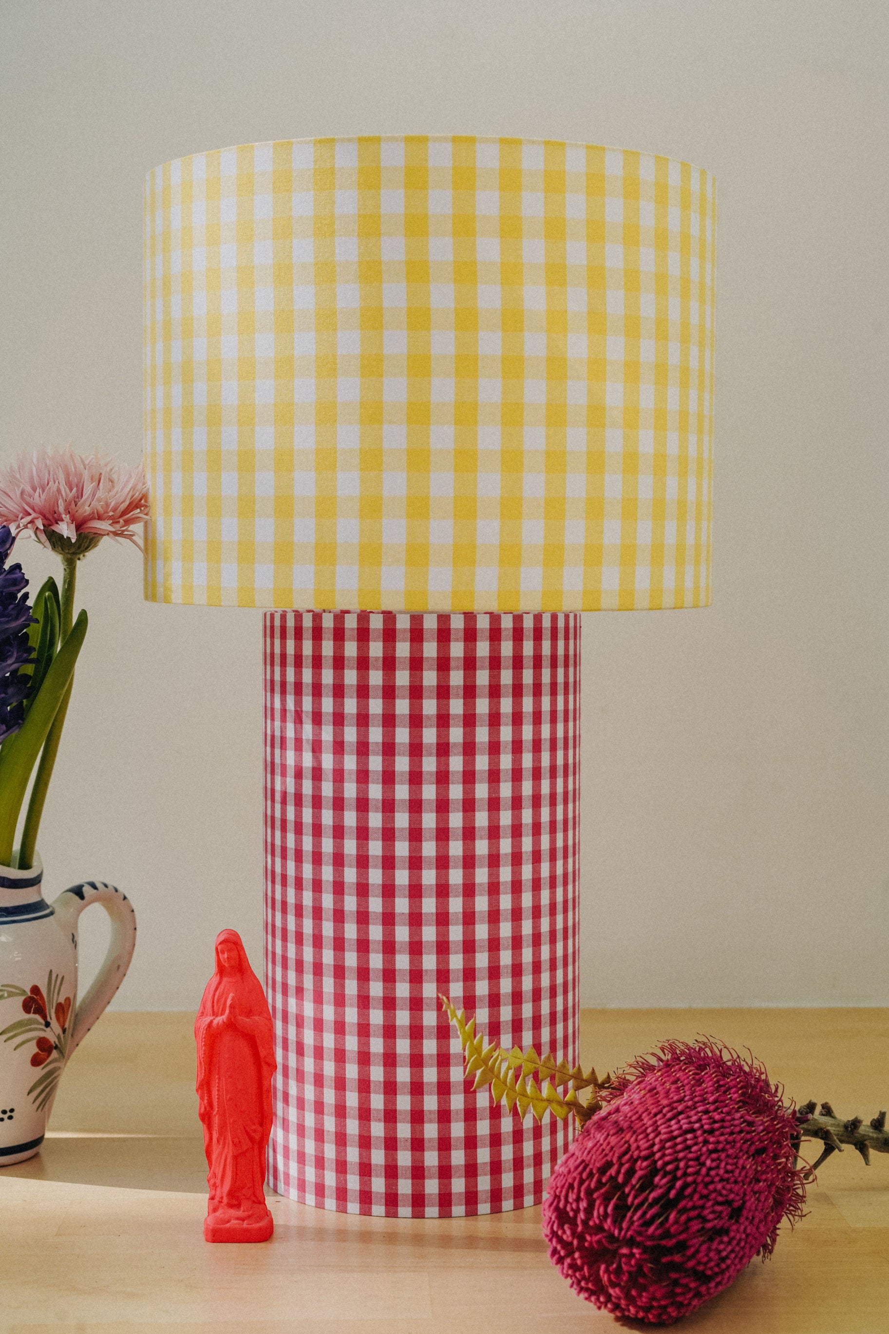 VICHY -Table Lamp Pink x Yellow Gingham Mix