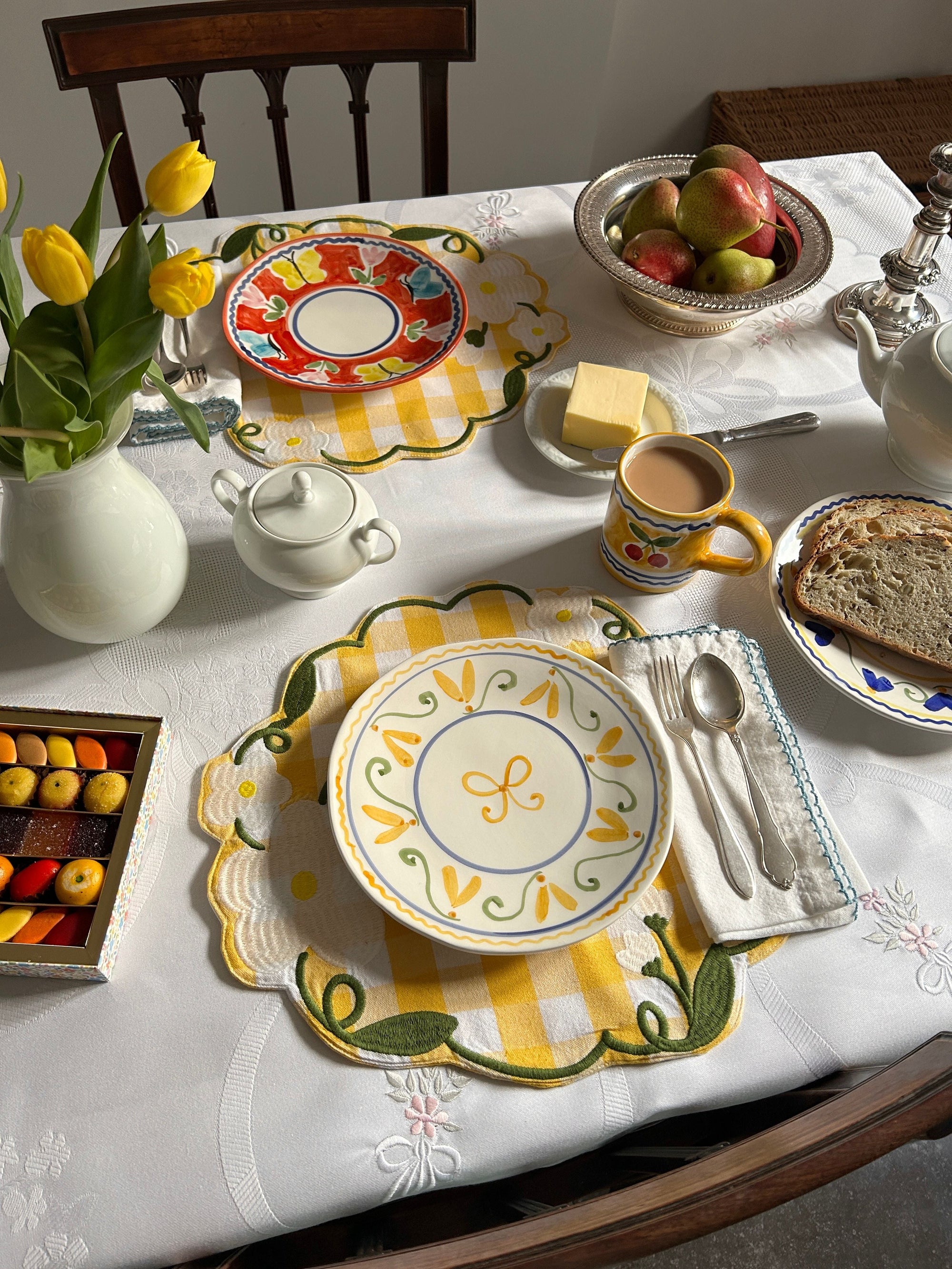 Yellow Ribbon Fleur Dessert Plate