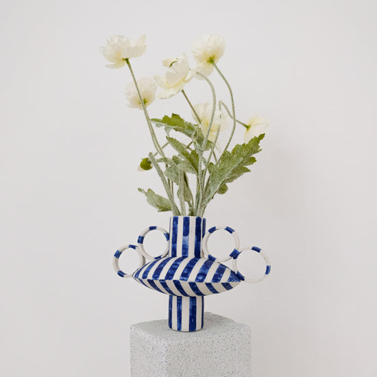 Small Zebrino - Dark Blue Matte - Porcelain Vase