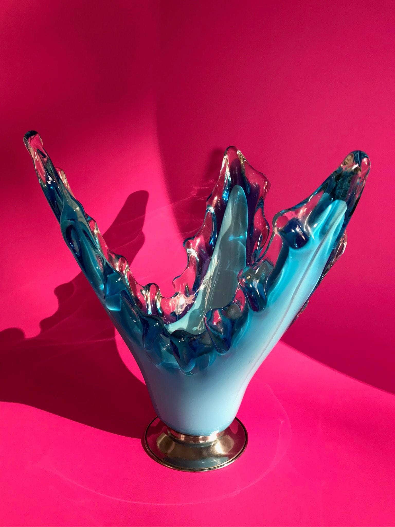 Mid-Century Opaline Light Blue Centerpiece