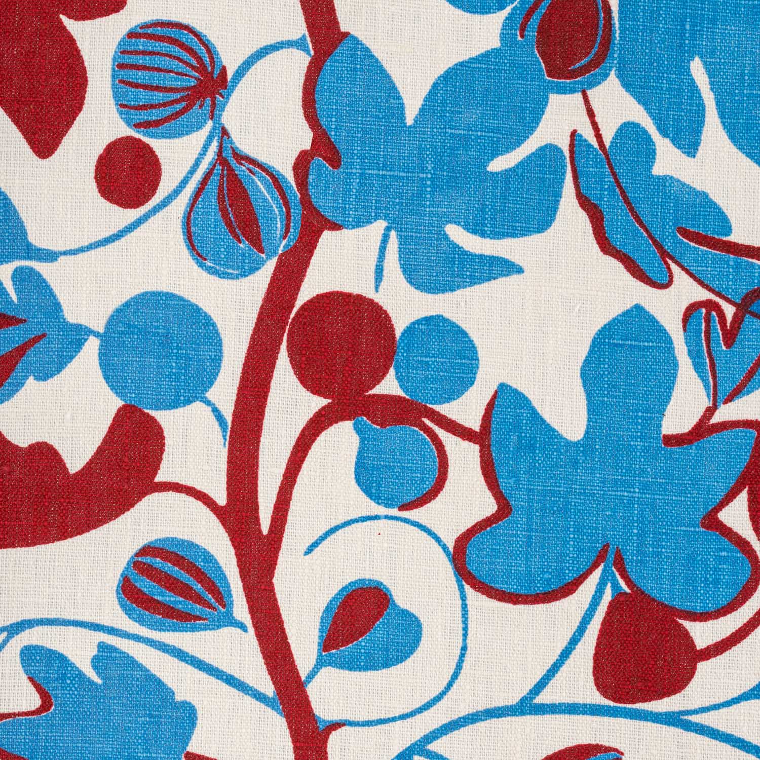 Figs Fabric (Red and Cornflower Blue)