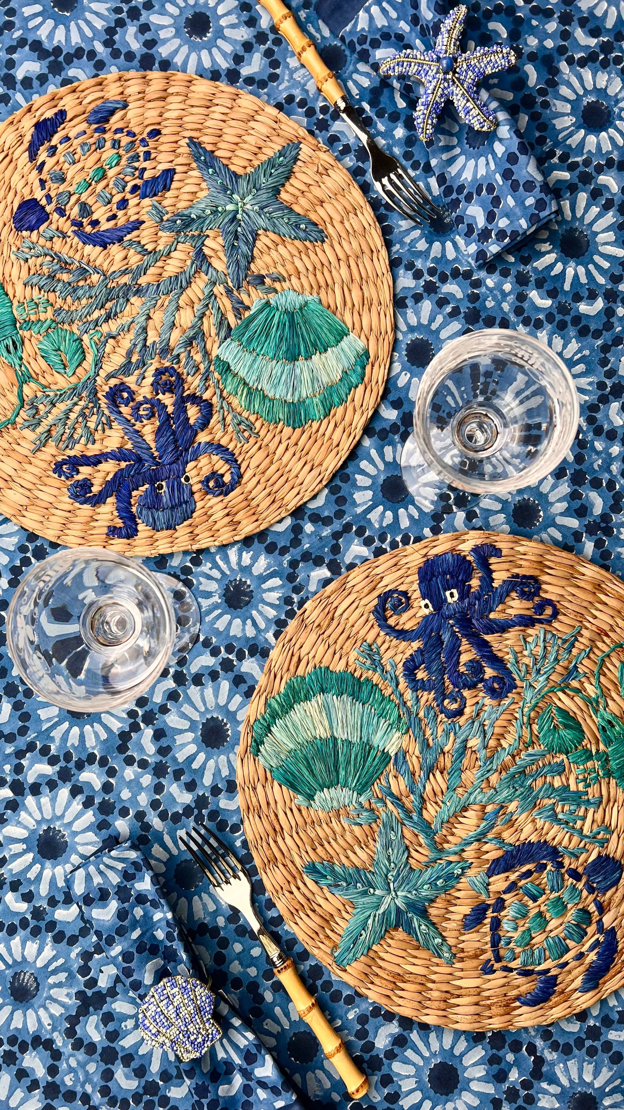 ‘The Kaleidoscope’ Tablecloth - Dark Indigo