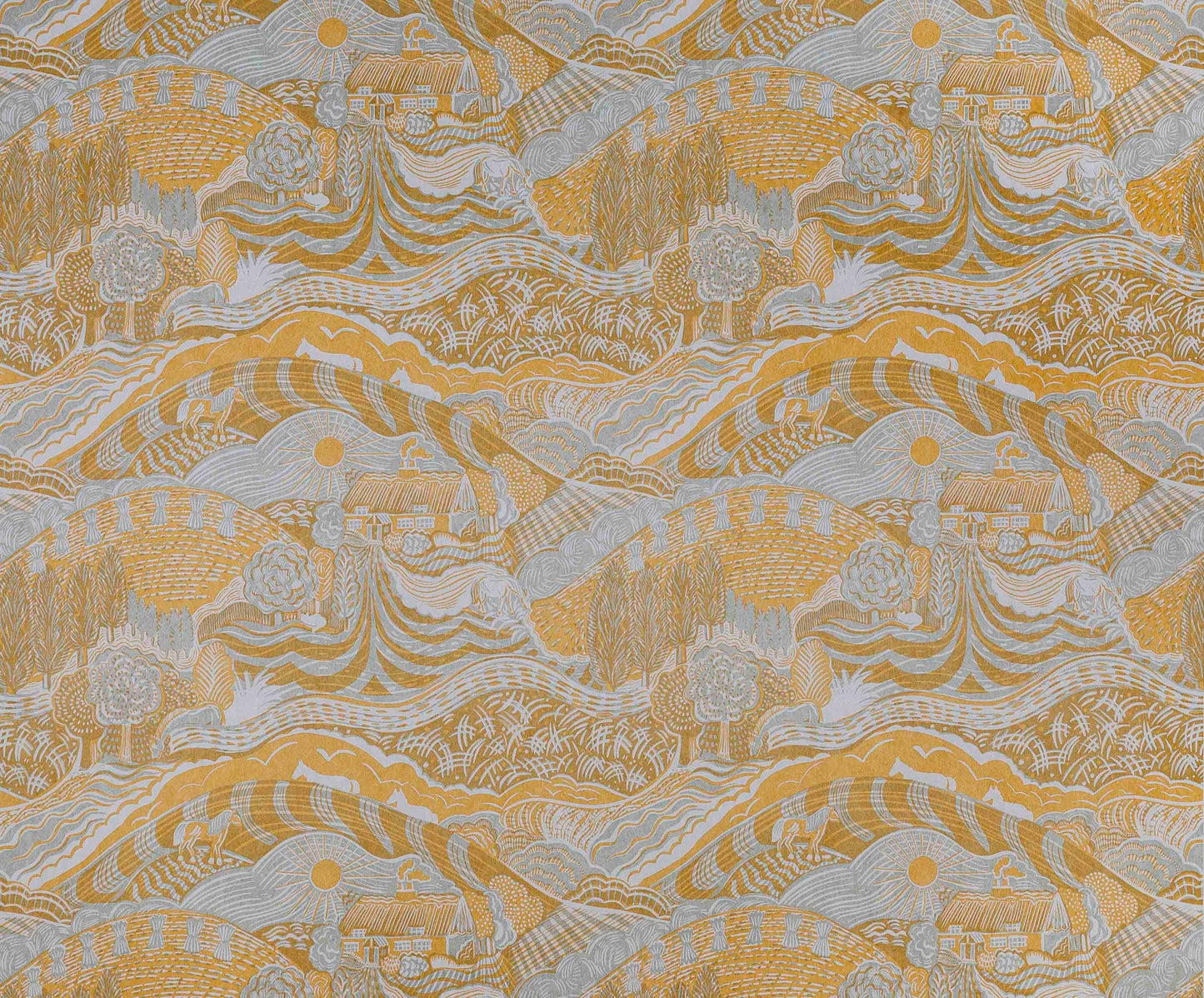 The Plough Wallpaper in Grey and Gold