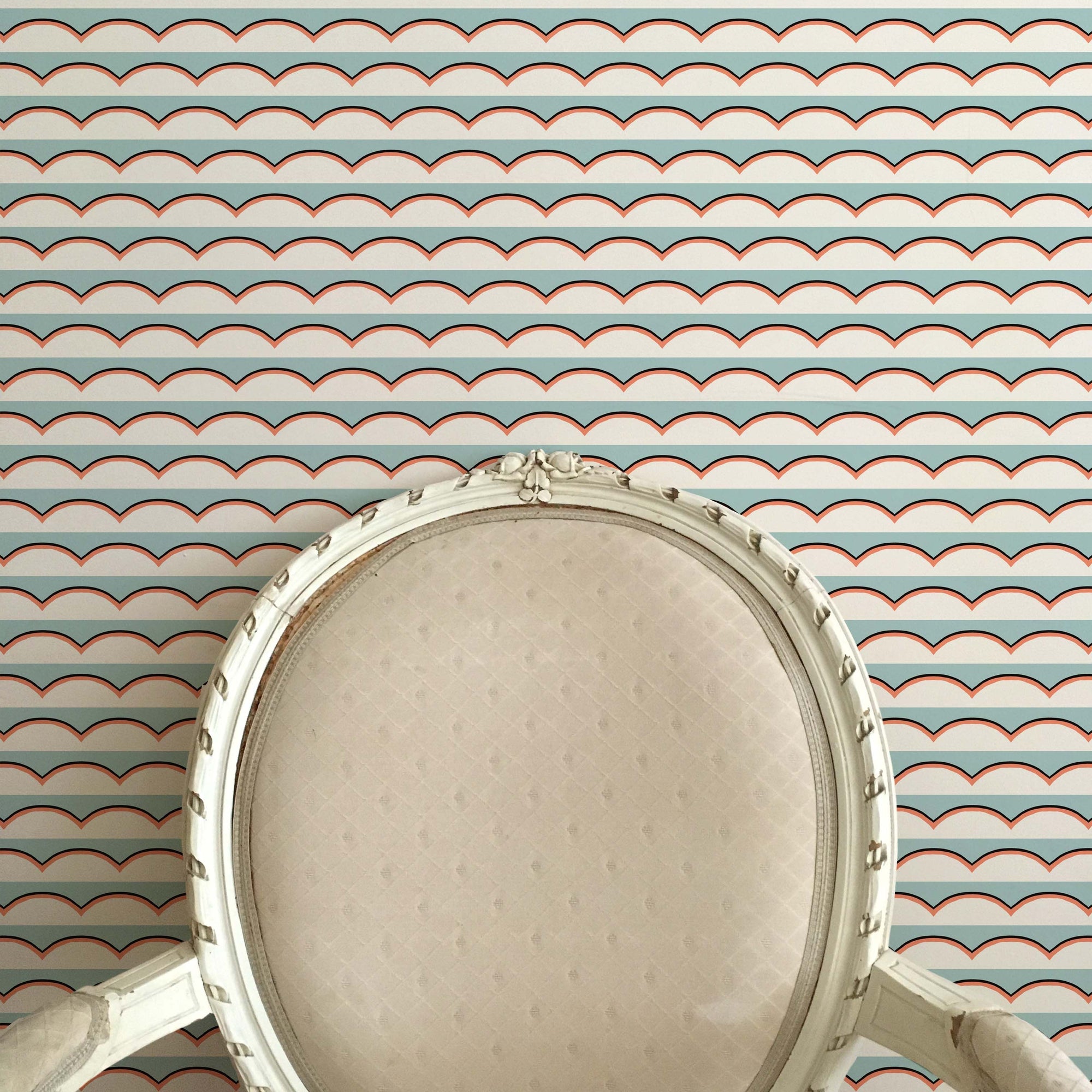 Scallops Wallpaper - Light Blue