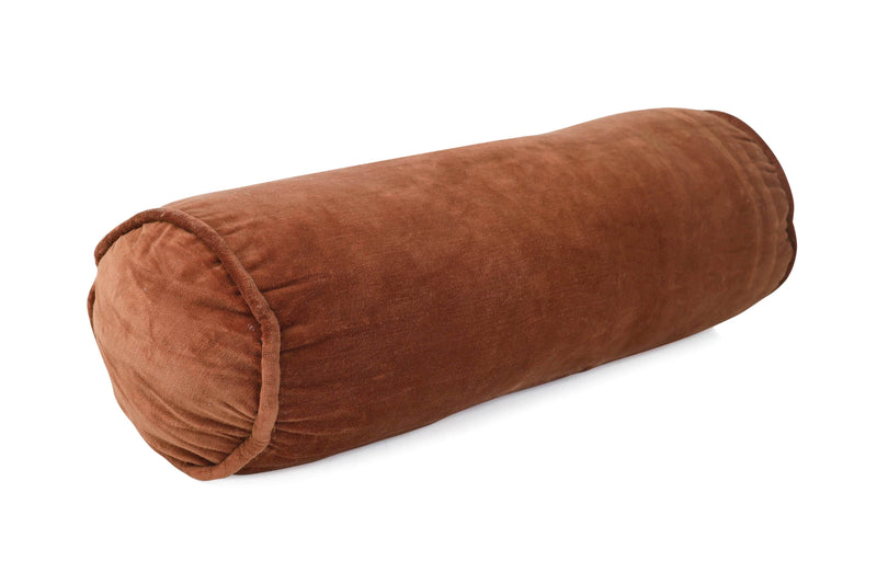 Velvet Handmade Bolster Pillow Rust - 18x7 Inches