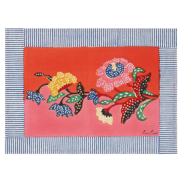Cotton Placemat Indonesian Red Rose