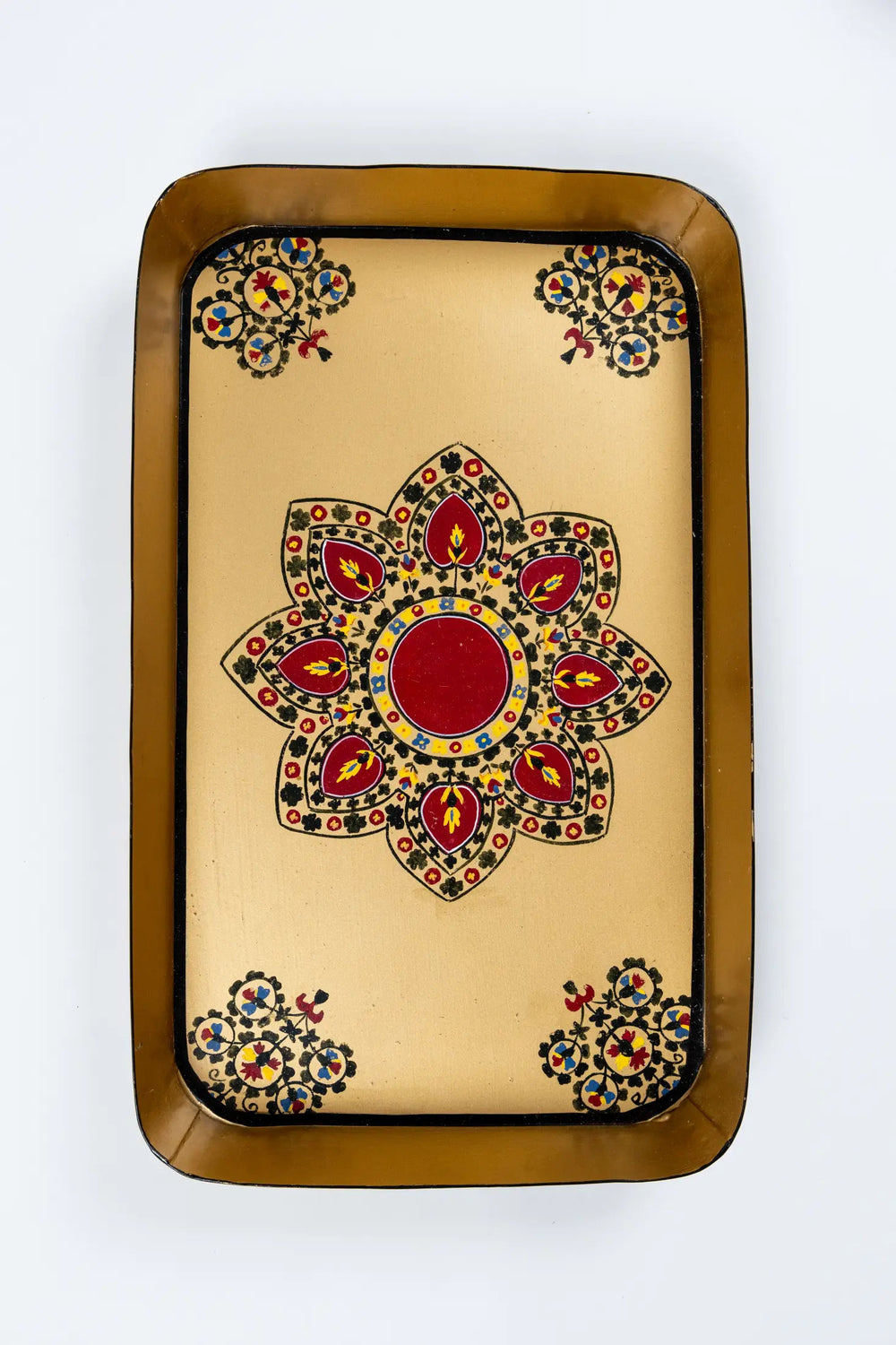 Hand-Painted Festive Decorative Iron Tray